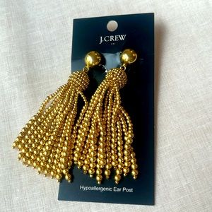 J CREW GOLD STATEMENT TASSEL EARRINGS